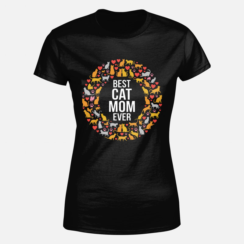 T-shirts: Best Cat Mom Ever Heart and Cats Wreath