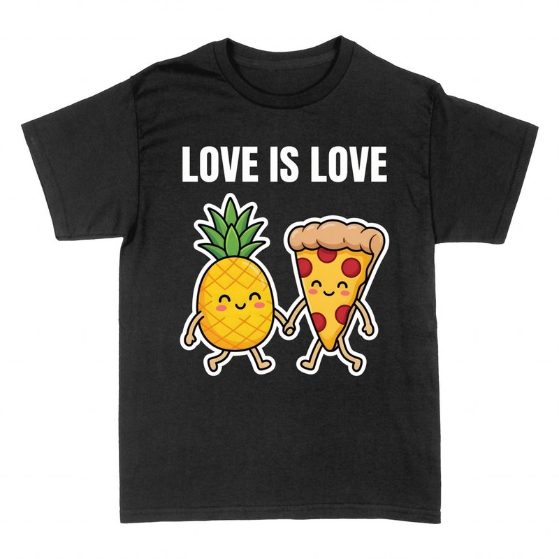 T-shirts: Pineapple and pizza in love kawaii