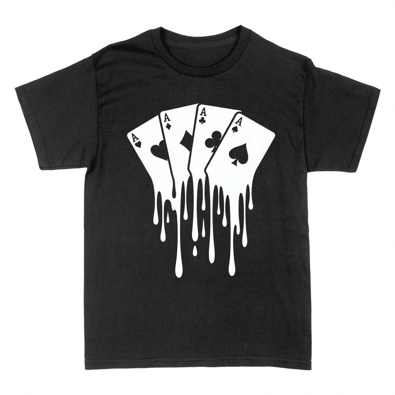 T-shirts: Four aces with dripping ink