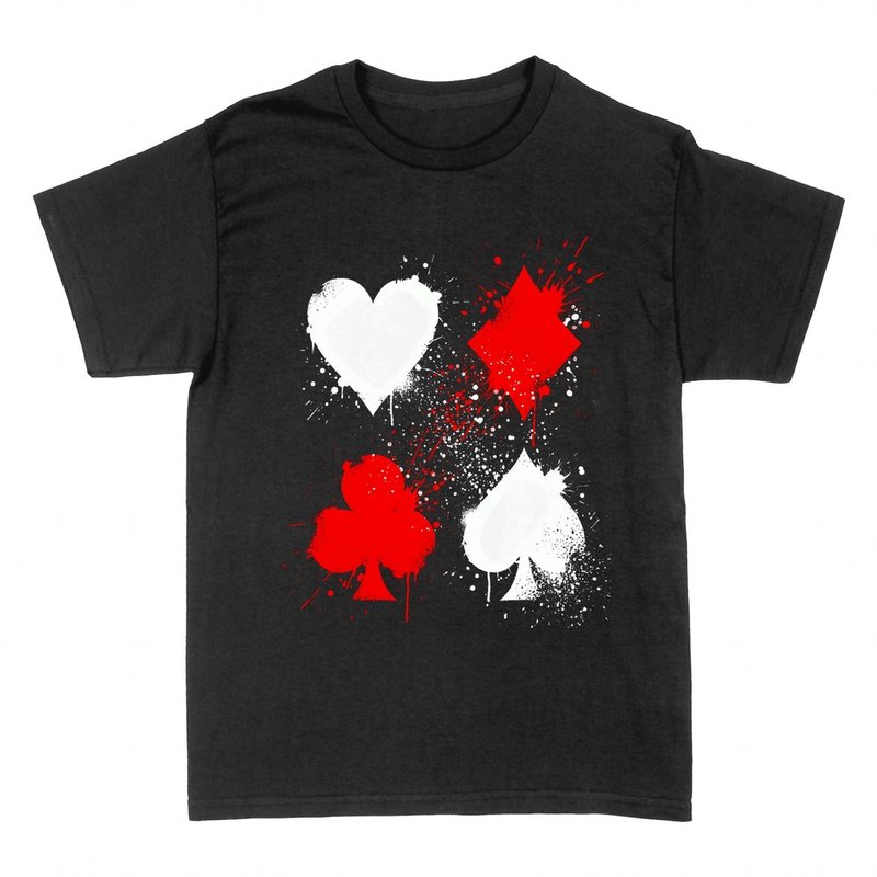 T-shirts: Card suits in ink splatter