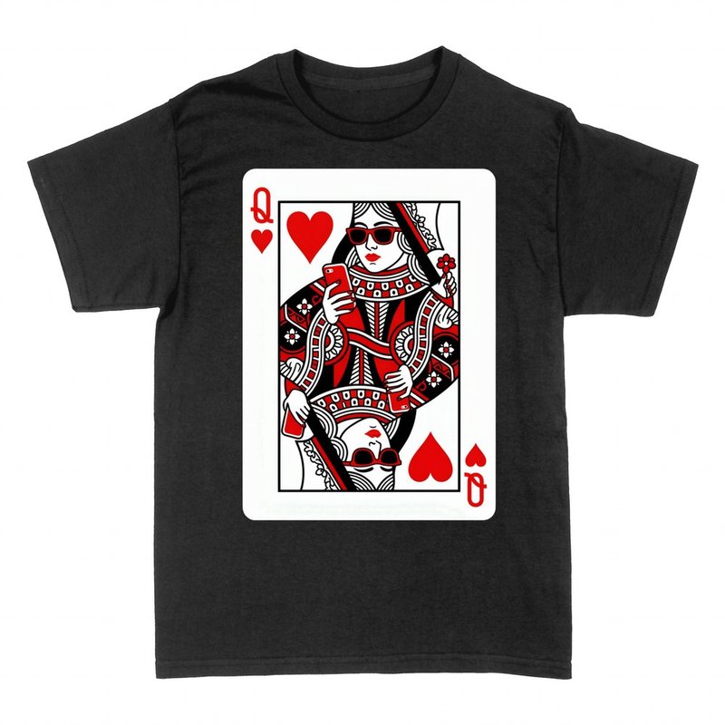 T-shirts: Queen of hearts with sunglasses and phone