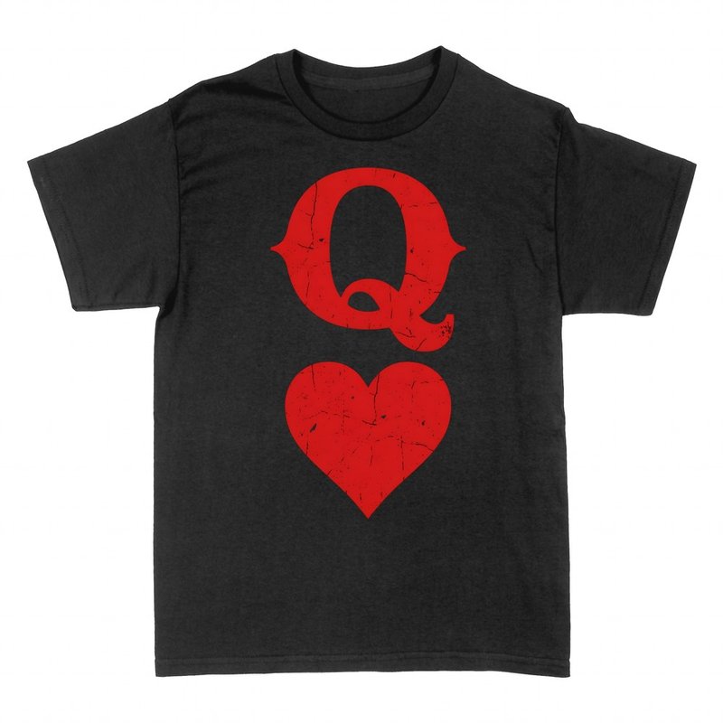 T-shirts: Queen of Hearts, distressed Q and heart