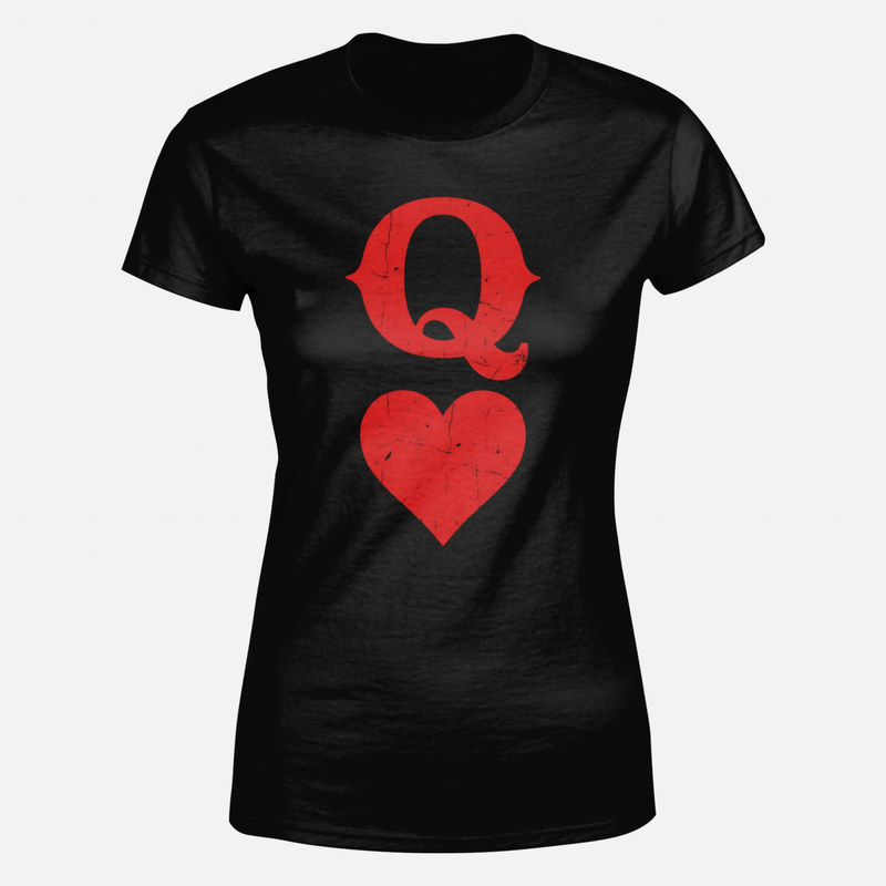 T-shirts: Queen of Hearts, distressed Q and heart