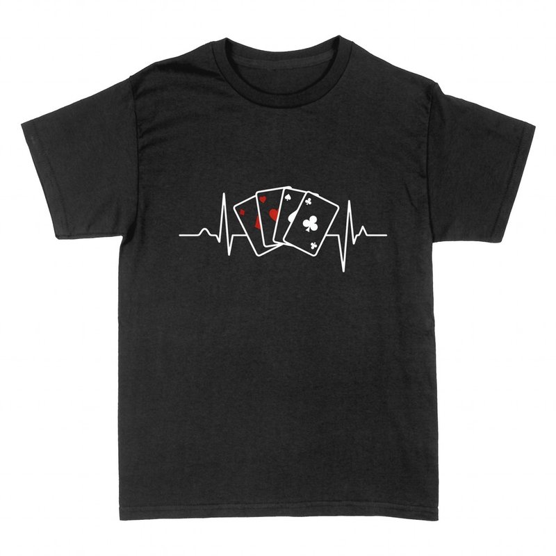 T-shirts: Poker heartbeat with four aces