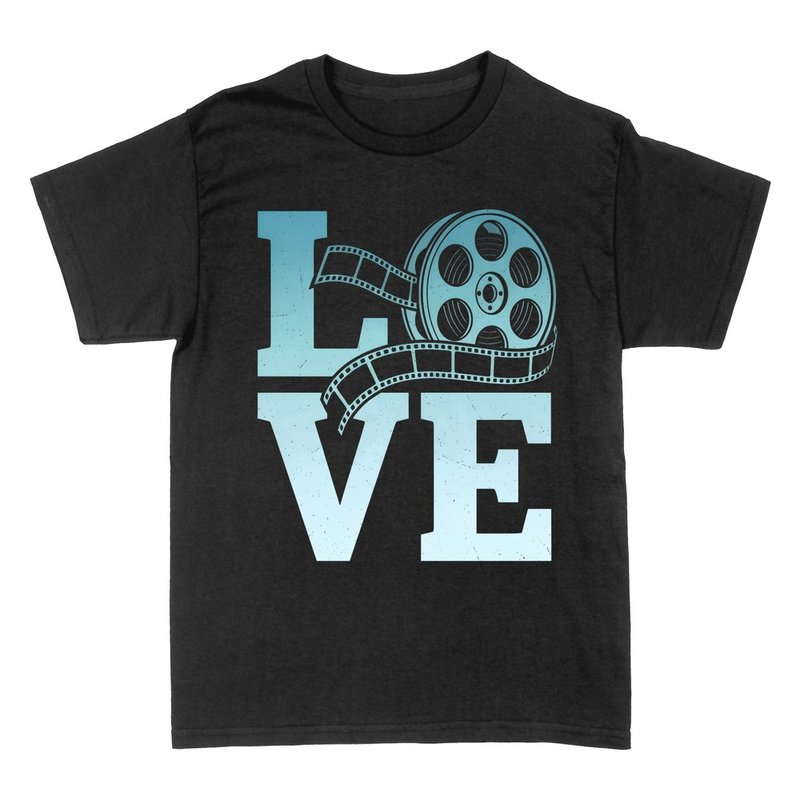 T-shirts: LOVE with film reel