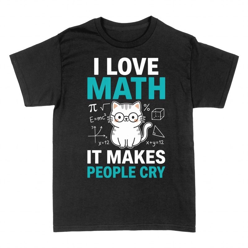 T-shirts: I Love Math It Makes People Cry Cat