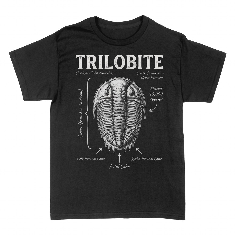 T-shirts: Trilobite fossil anatomy diagram