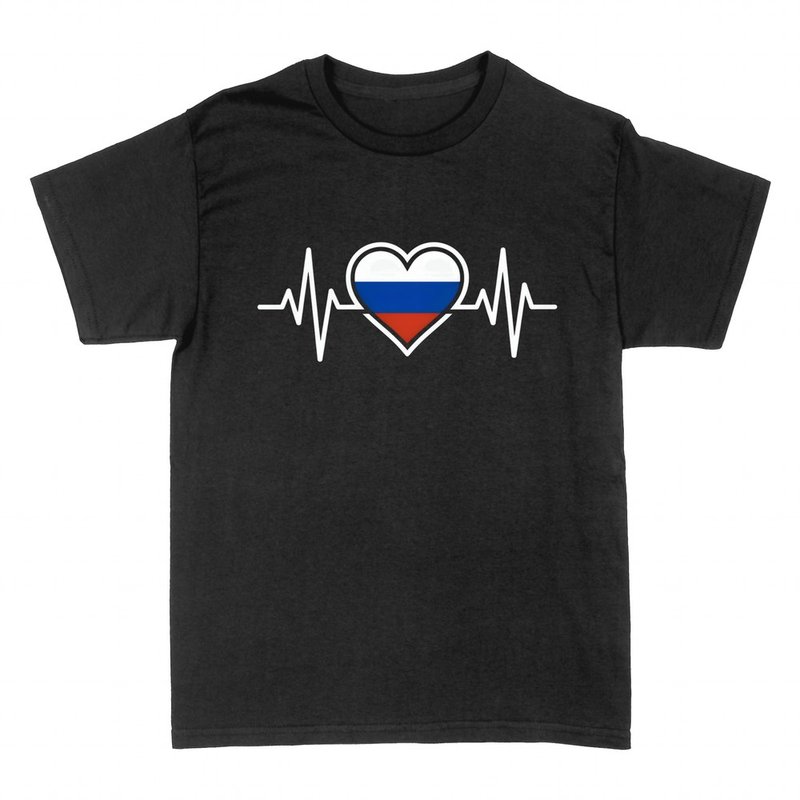 T-shirts: Russian flag heart heartbeat
