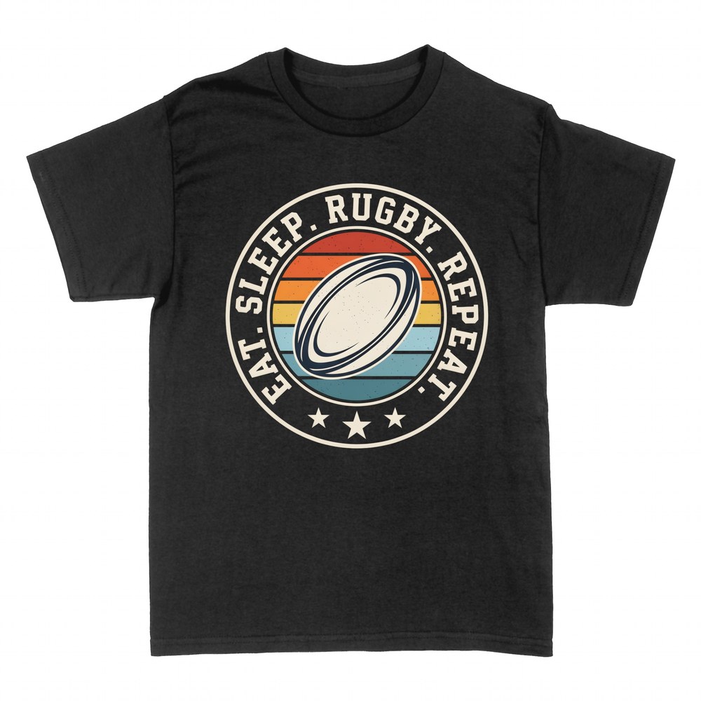 T-shirts: Eat Sleep Rugby Repeat retro ball badge