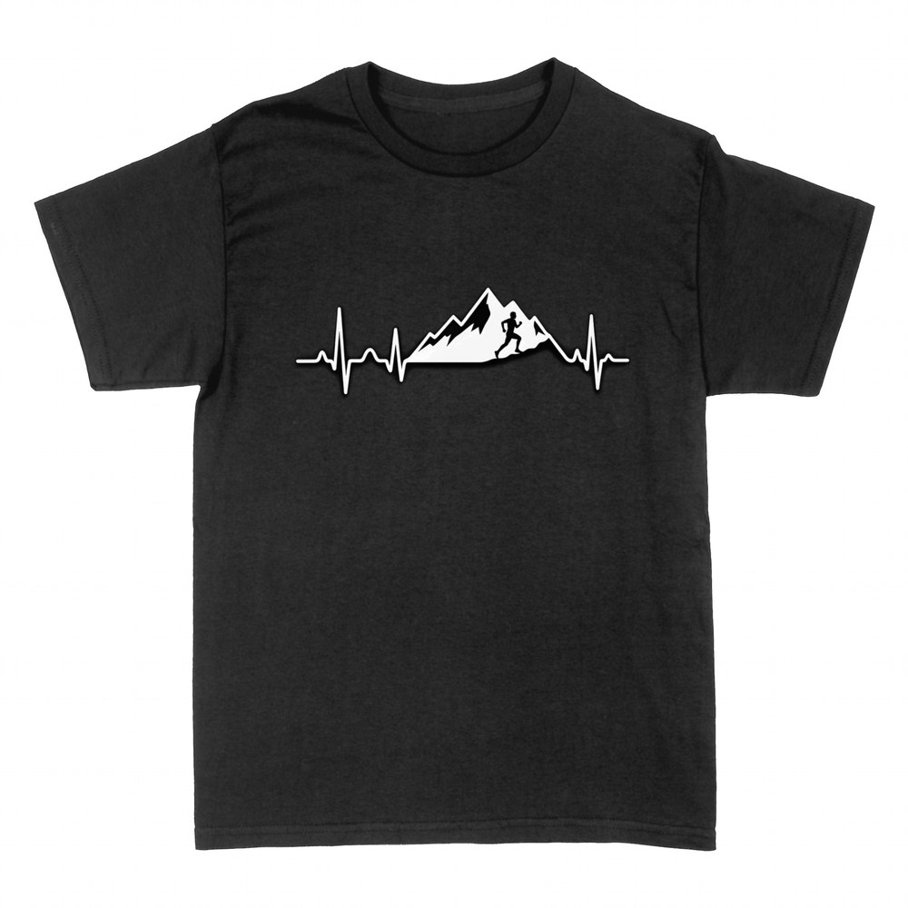 T-shirts: Heartbeat mountains with trail runner