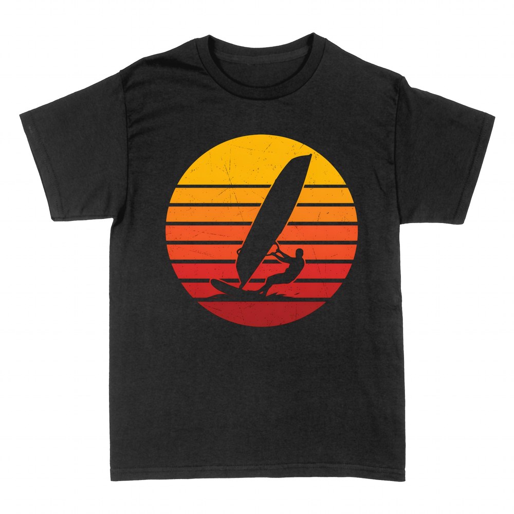 T-shirts: Windsurfer retro sunset silhouette