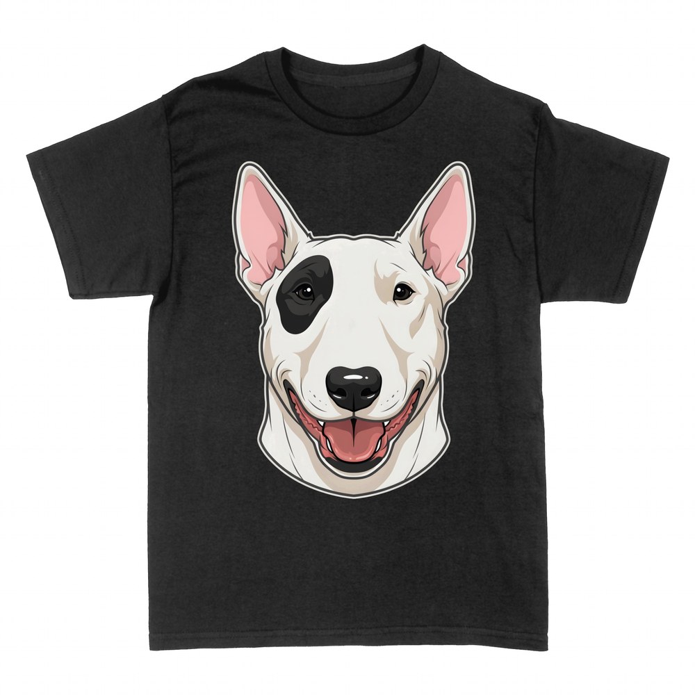 T-shirts: Bull Terrier black patch smiling face