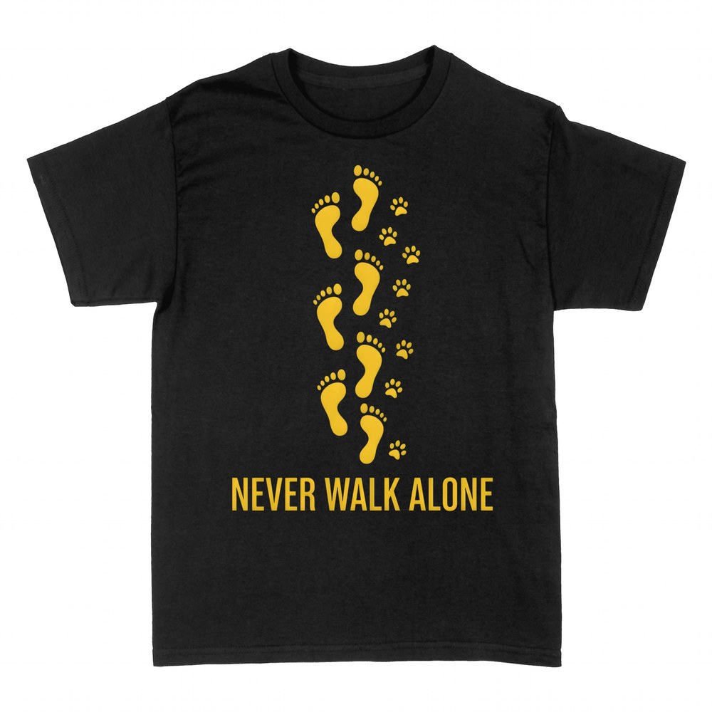 T-shirts: Never Walk Alone footprints & paws