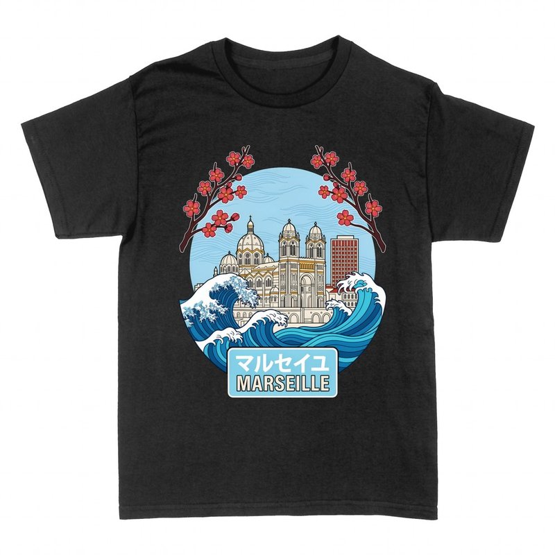 T-shirts: Marseille Japanese Wave Cathedral