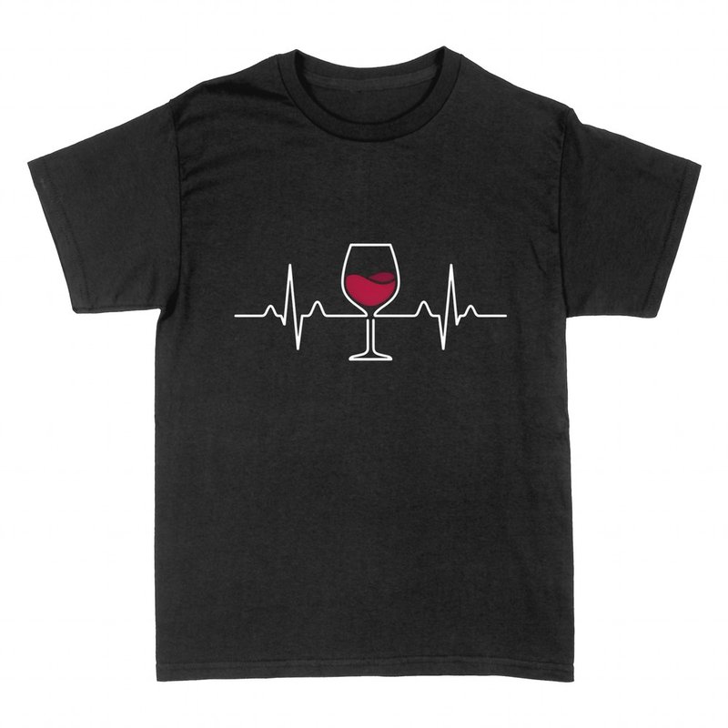 T-shirts: Wine glass in a heartbeat line