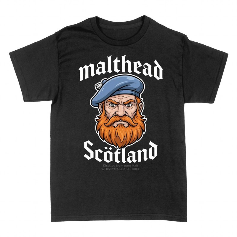 T-shirts: Malthead Scotland bearded whisky maker