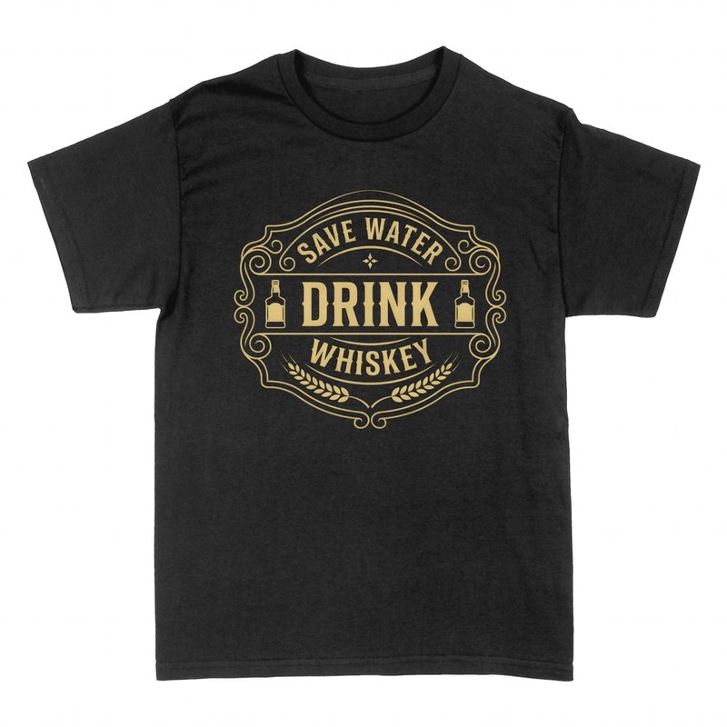 T-shirts: Save Water Drink Whiskey vintage badge