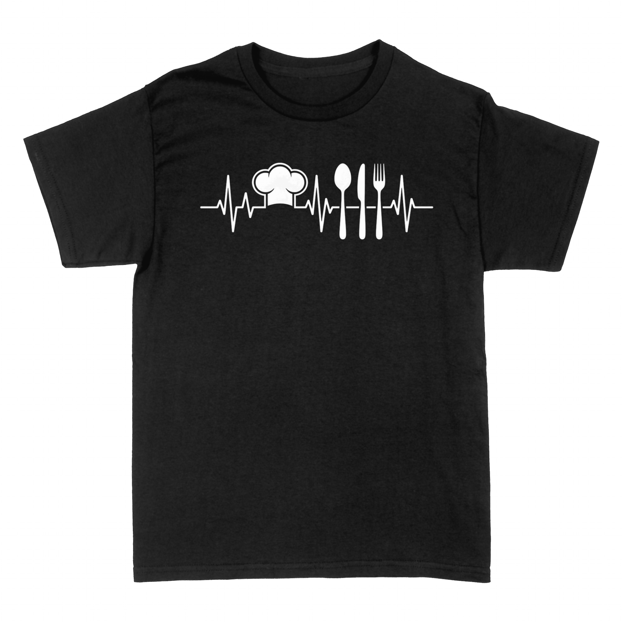 T-shirts: Chef heartbeat with toque and cutlery