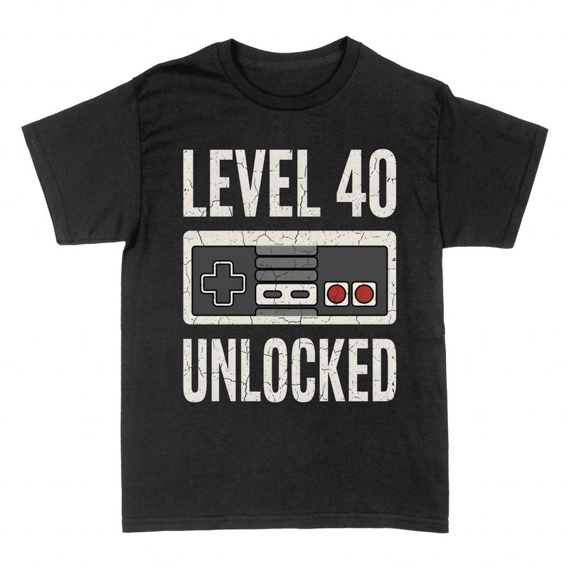 T-shirts: Level 40 Unlocked retro game controller