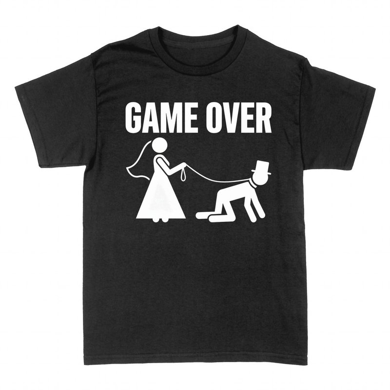 T-shirts: Game Over bride leashing groom