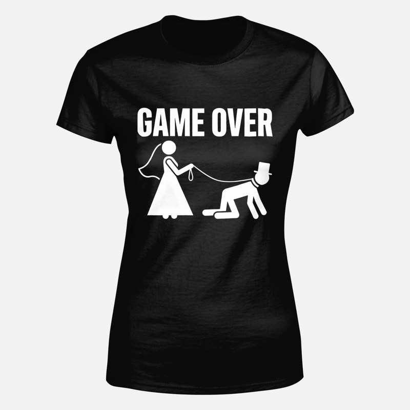 T-shirts: Game Over bride leashing groom