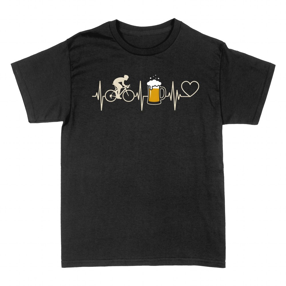 T-shirts: Cyclist heartbeat with bike and beer