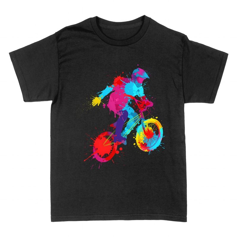 T-shirts: Acrobatic Cyclist Splash Colors
