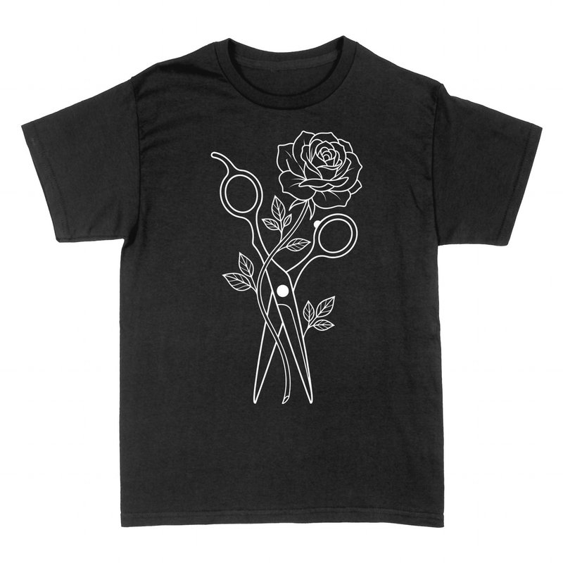 T-shirts: Hairdresser Scissors &amp; Rose