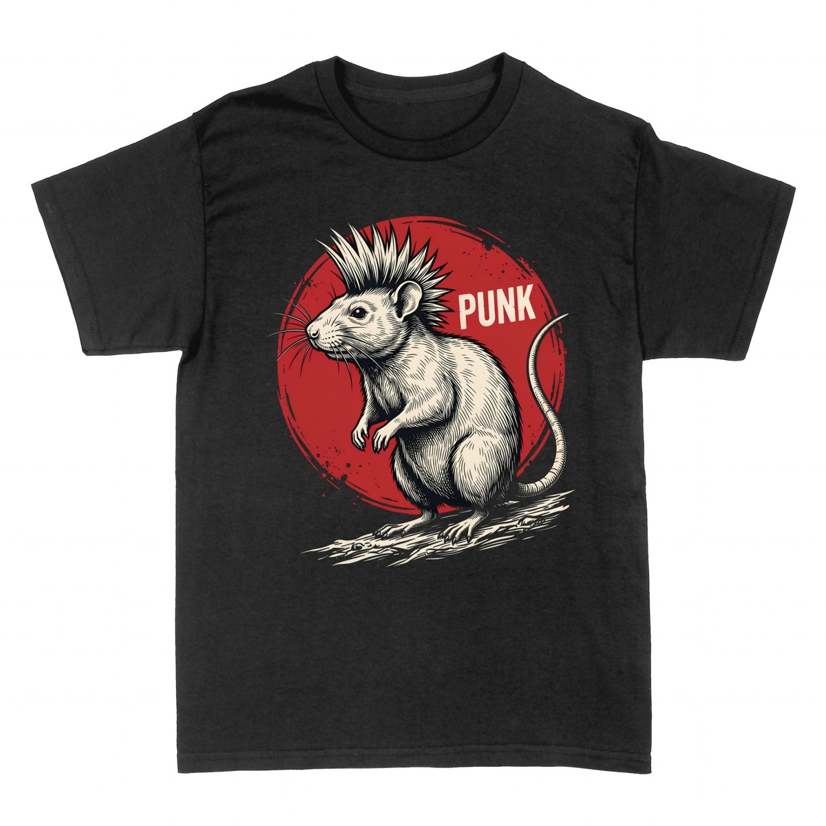 T-shirts: Punk Rat with Mohawk Haircut