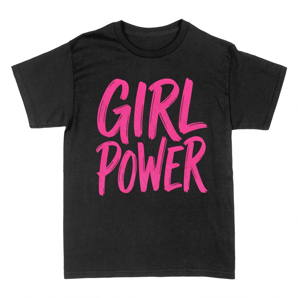 T-shirts: Girl Power pink brushstroke lettering