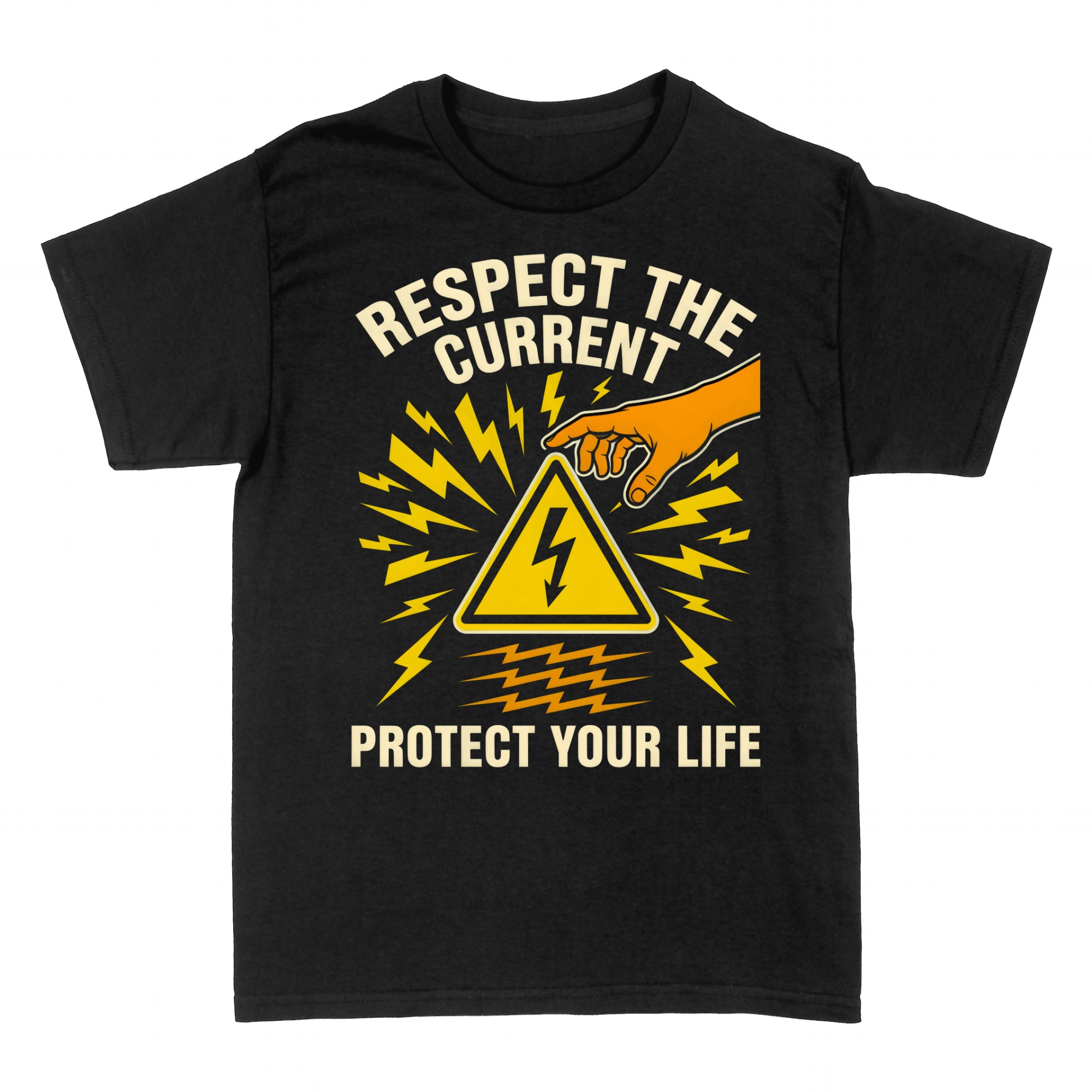 T-shirts: Respect The Current Electrician Warning
