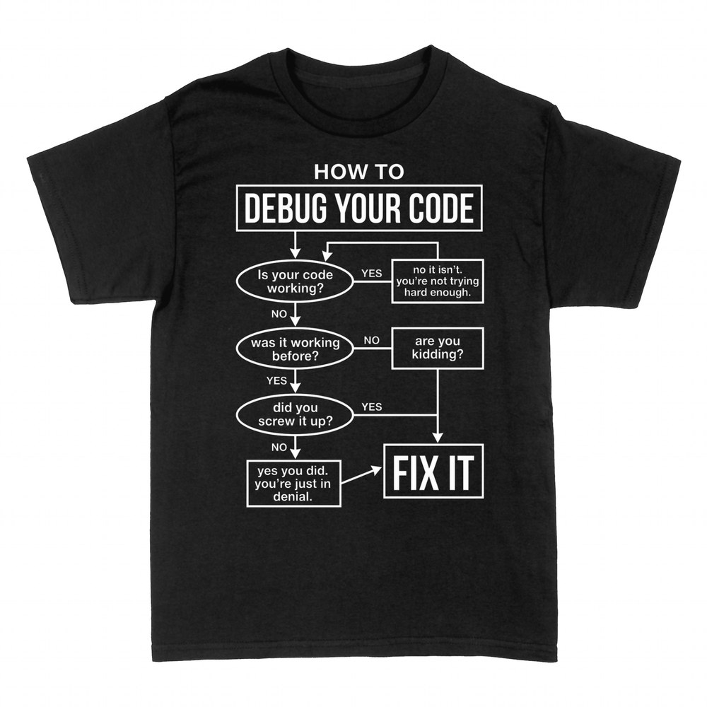 T-shirts: How To Debug Your Code Flowchart