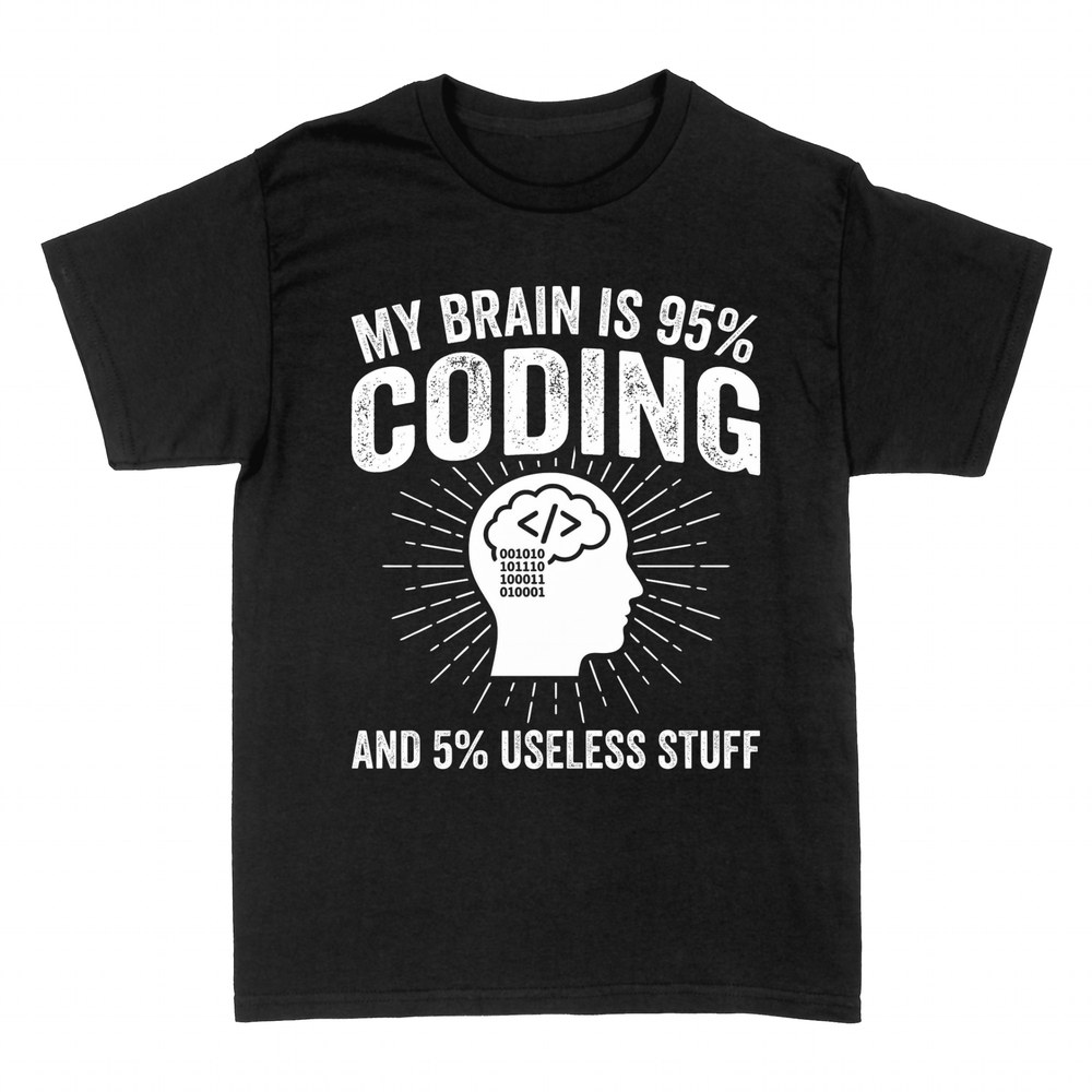 T-shirts: My Brain Is 95% Coding 5% Useless Stuff