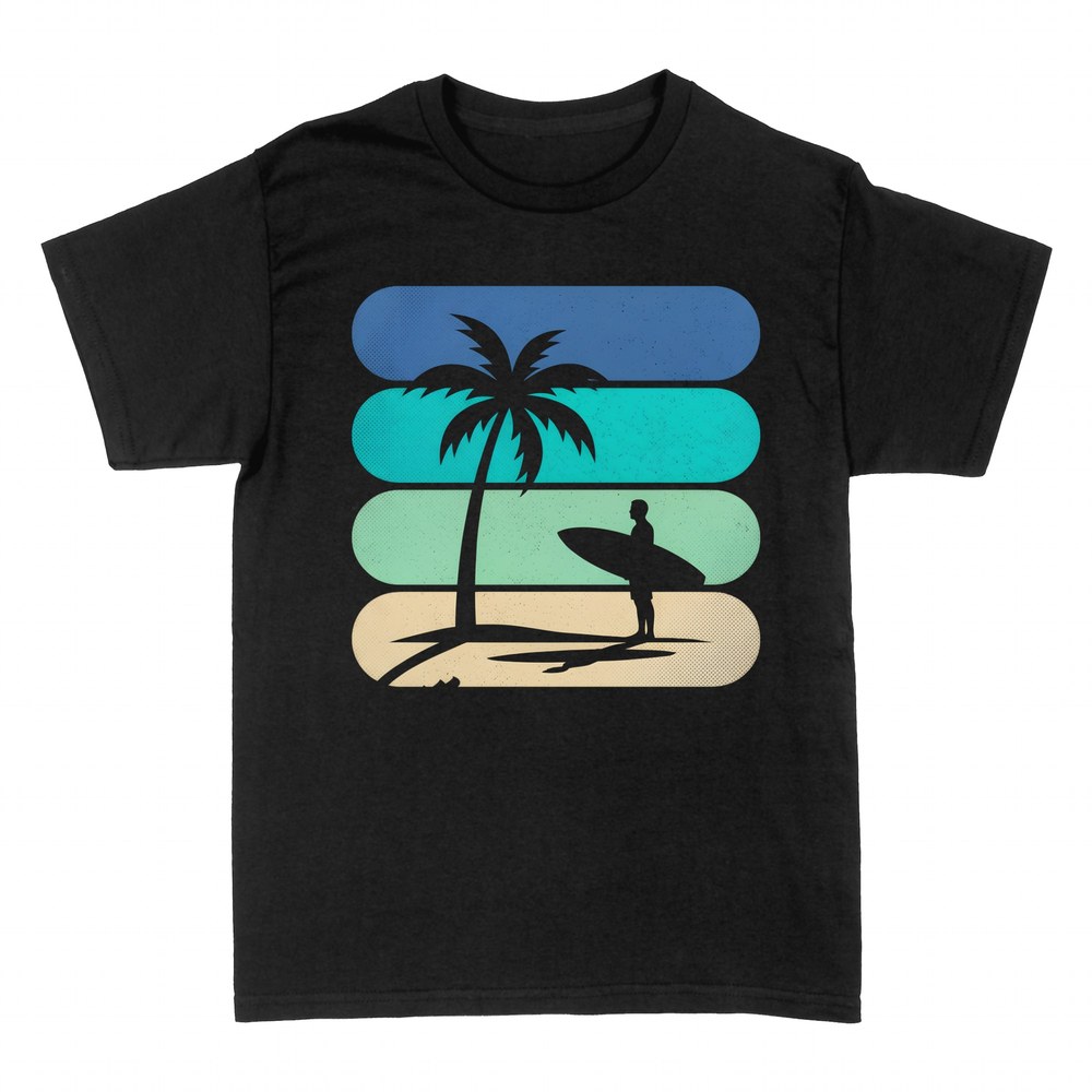 T-shirts: Surfer silhouette tropical palm