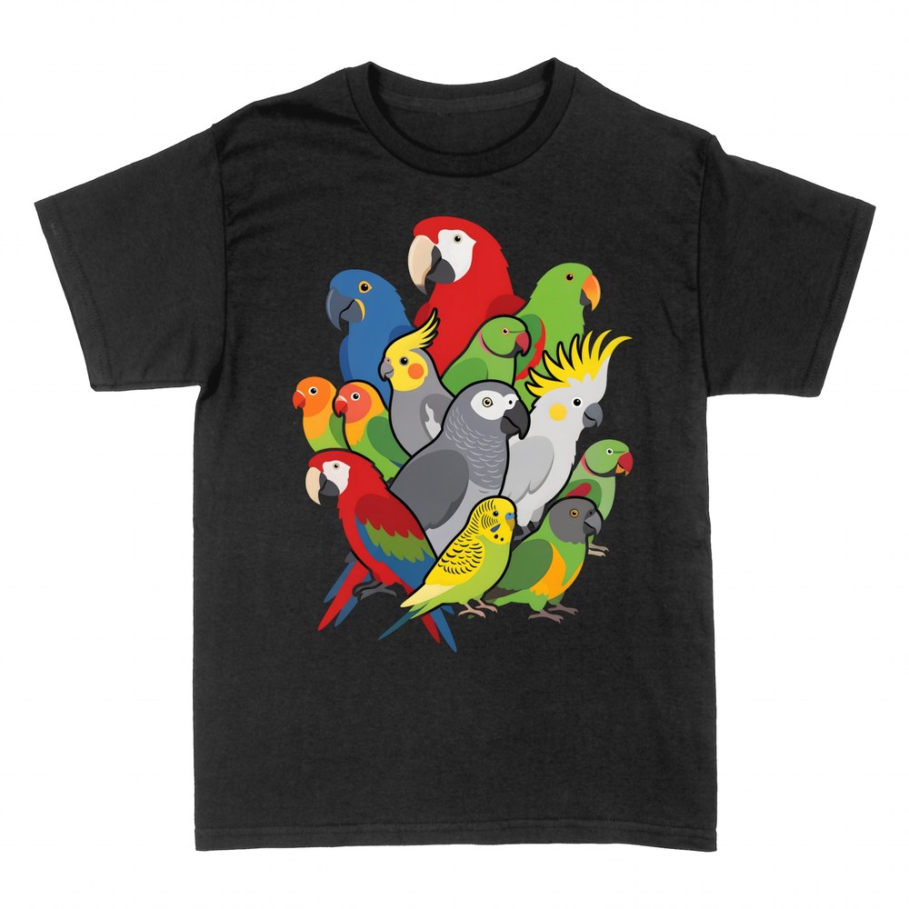 T-shirts: Parrot and macaw collage