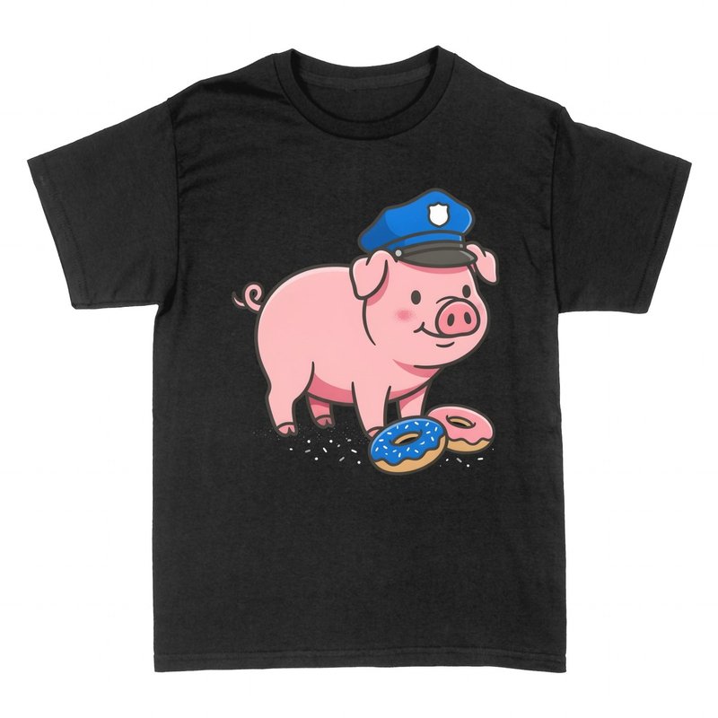 T-shirts: Kawaii Police Pig with Donuts
