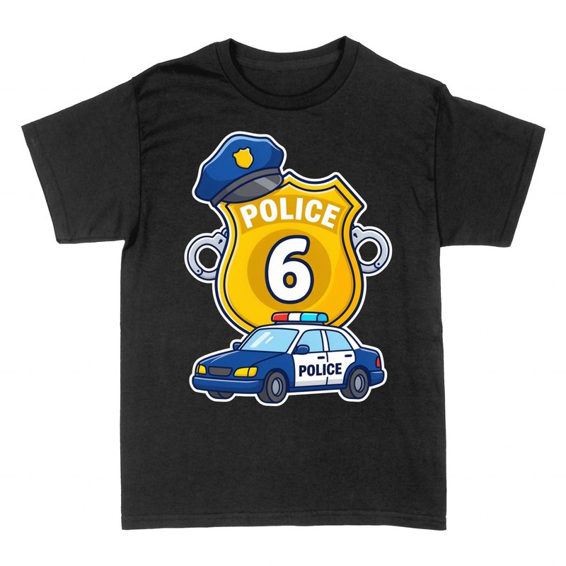 T-shirts: Police Officer Number 6 - Badge &amp; Patrol Car