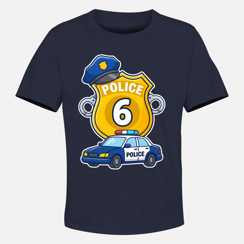 T-shirts: Police Officer Number 6 - Badge & Patrol Car