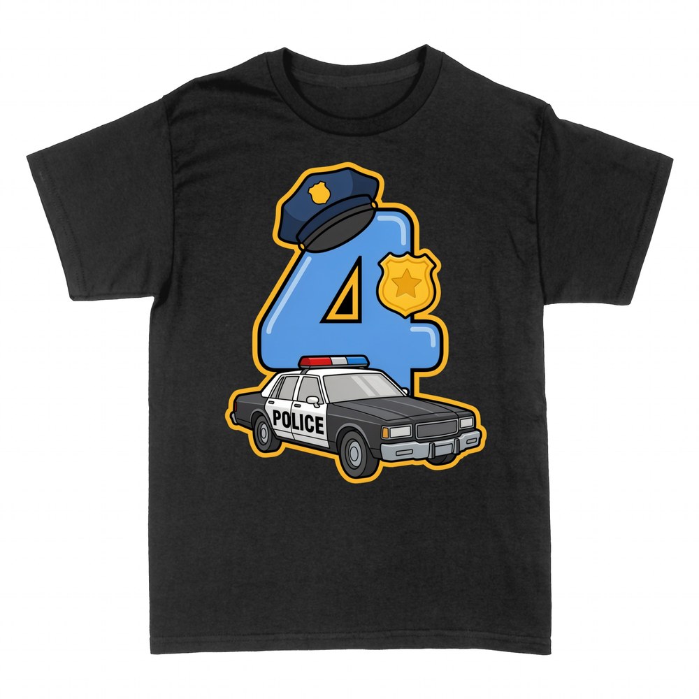 T-shirts: Number 4 Police Officer with Patrol Car