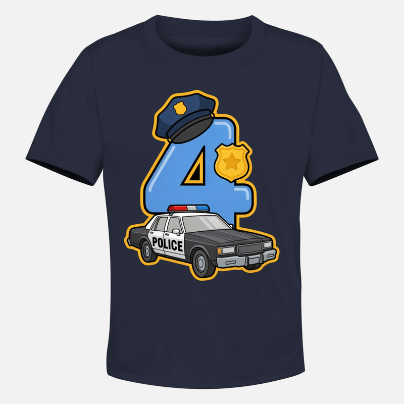 T-shirts: Number 4 Police Officer with Patrol Car