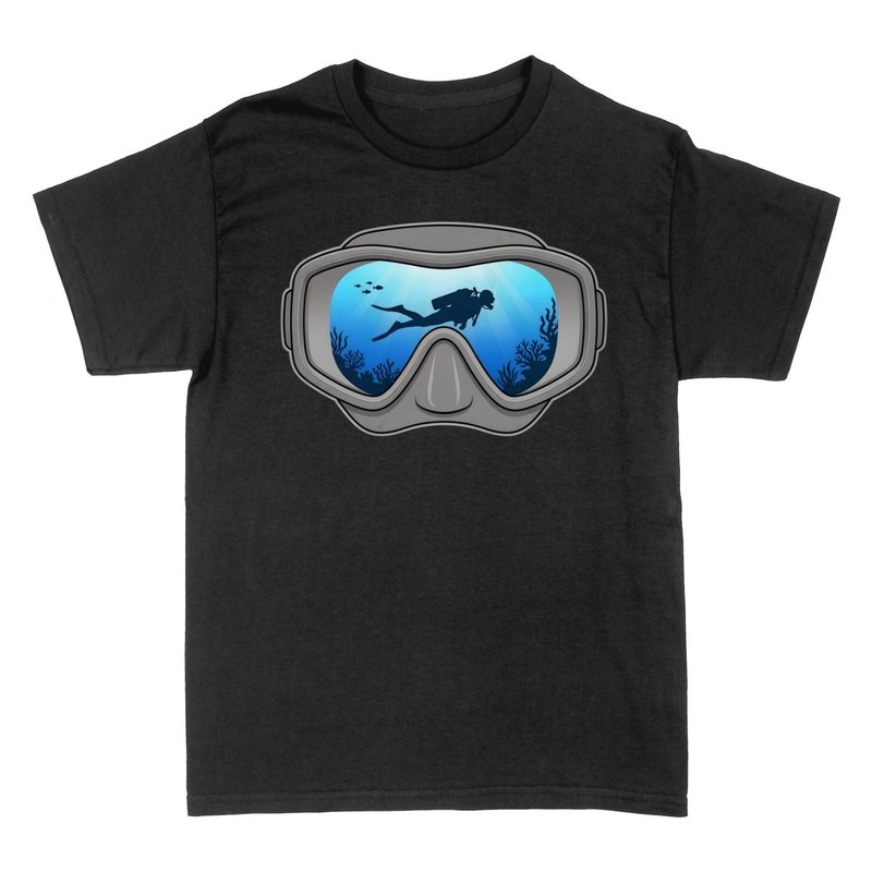 T-shirts: Scuba Diving Mask with Underwater World