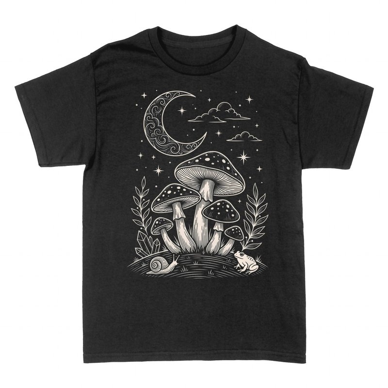 T-shirts: Magic Mushrooms Crescent Moon &amp; Stars
