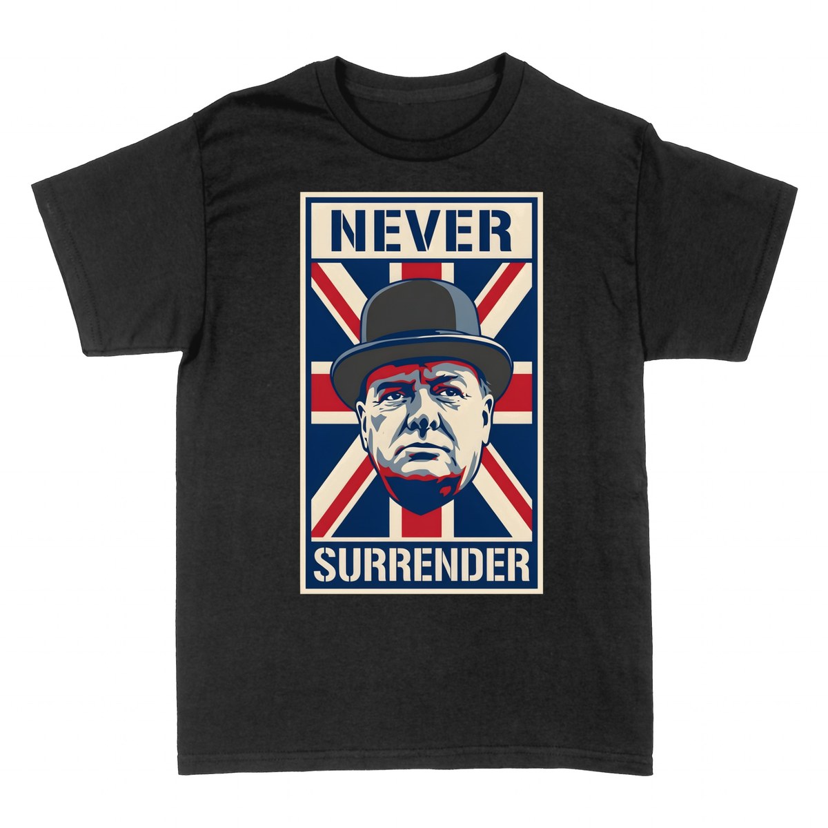 T-shirts: Never Surrender &mdash; Churchill