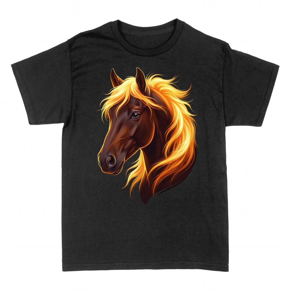 T-shirts: Dark Horse with Golden Flaming Mane
