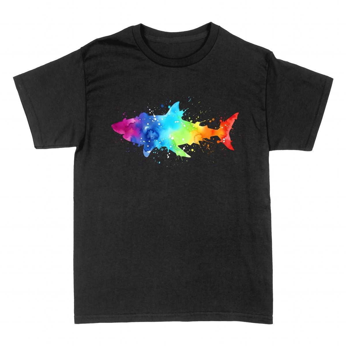 T-shirts: Rainbow Watercolor Shark