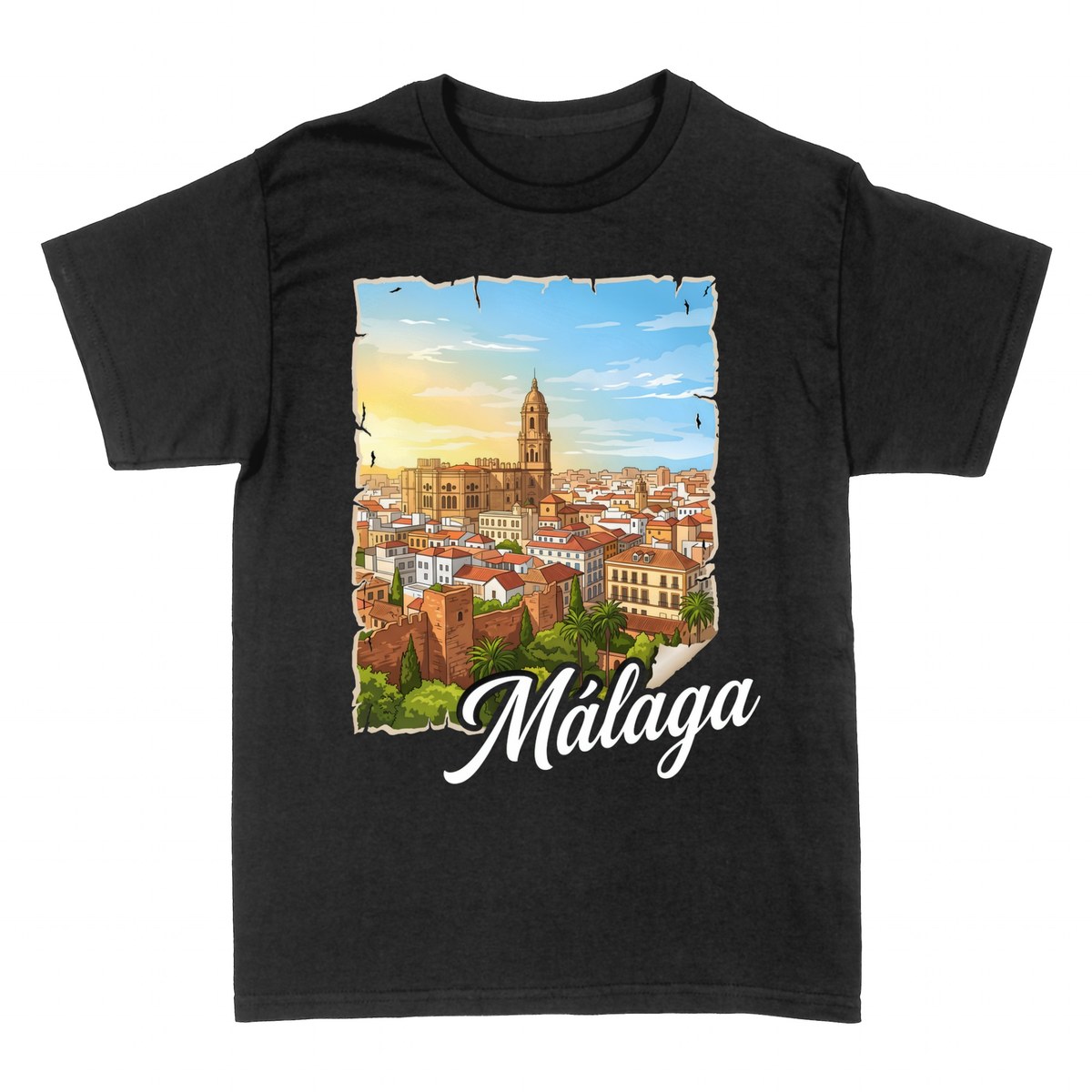 T-shirts: M&aacute;laga Vintage Panoramic View