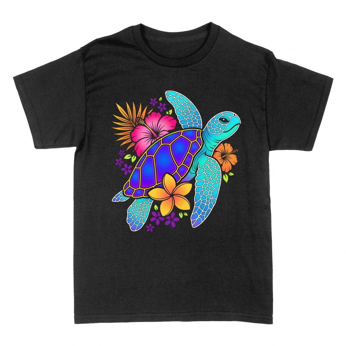 T-shirts: Tropical Sea Turtle with Flowers