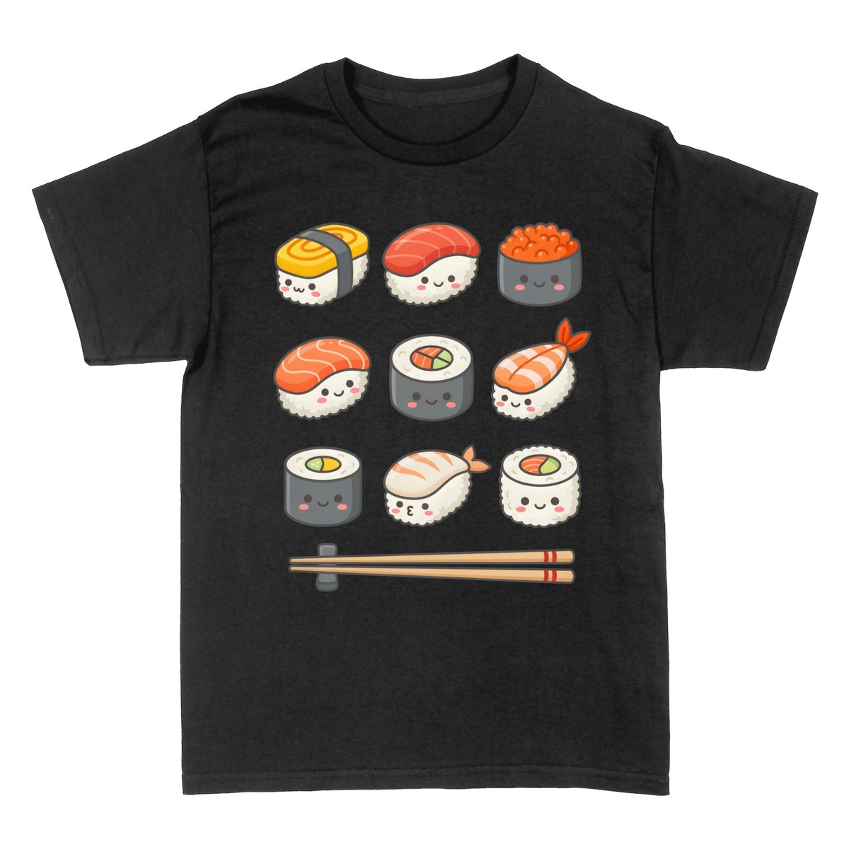 T-shirts: Kawaii Sushi with Happy Faces