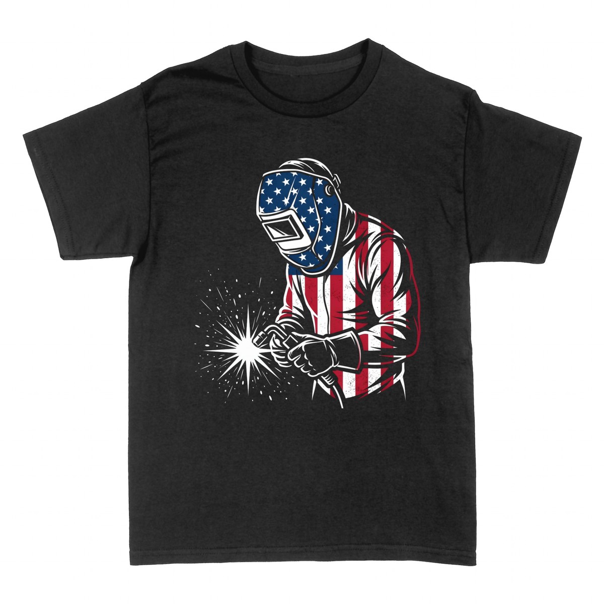 T-shirts: American Flag Welder with Sparks