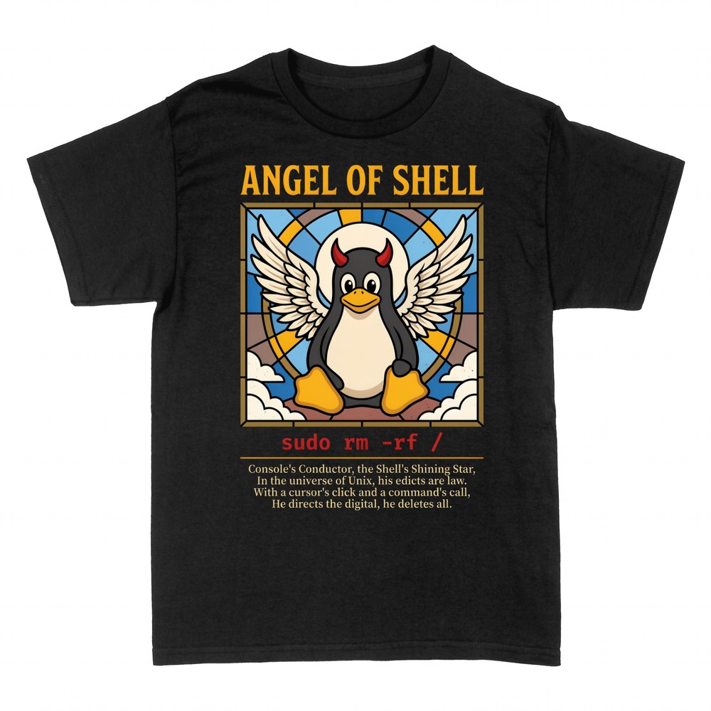 T-shirts: Angel of Shell - sudo rm -rf /